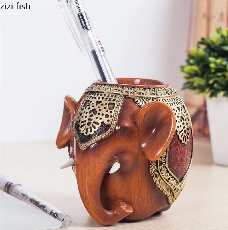 

Study Office Decoration Creative Gifts Table Decoration Elephant Pen Holder Decoration