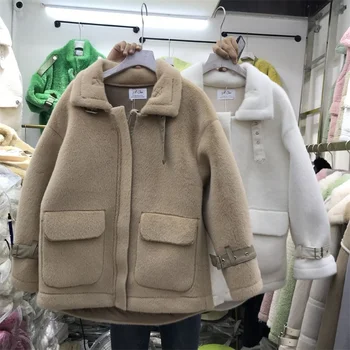 

Imitation Snow Mink Cashmere Female Outwear New Autumn Winter Stand Collar Zipper Motorcycle Jackets Casual Faux Fur Coat