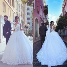 Vestido de Noiva арабское бальное платье свадебное платье винтажное кружевное платье на спине с аппликацией невесты Кружевное Платье de Mariage