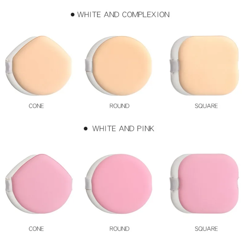 3Pcs/Set Air Cushion Powder Puff Easy To Use Dry And Wet Dual-use Round Square Water-drop Shape Cosmetic Makeup Puff*u