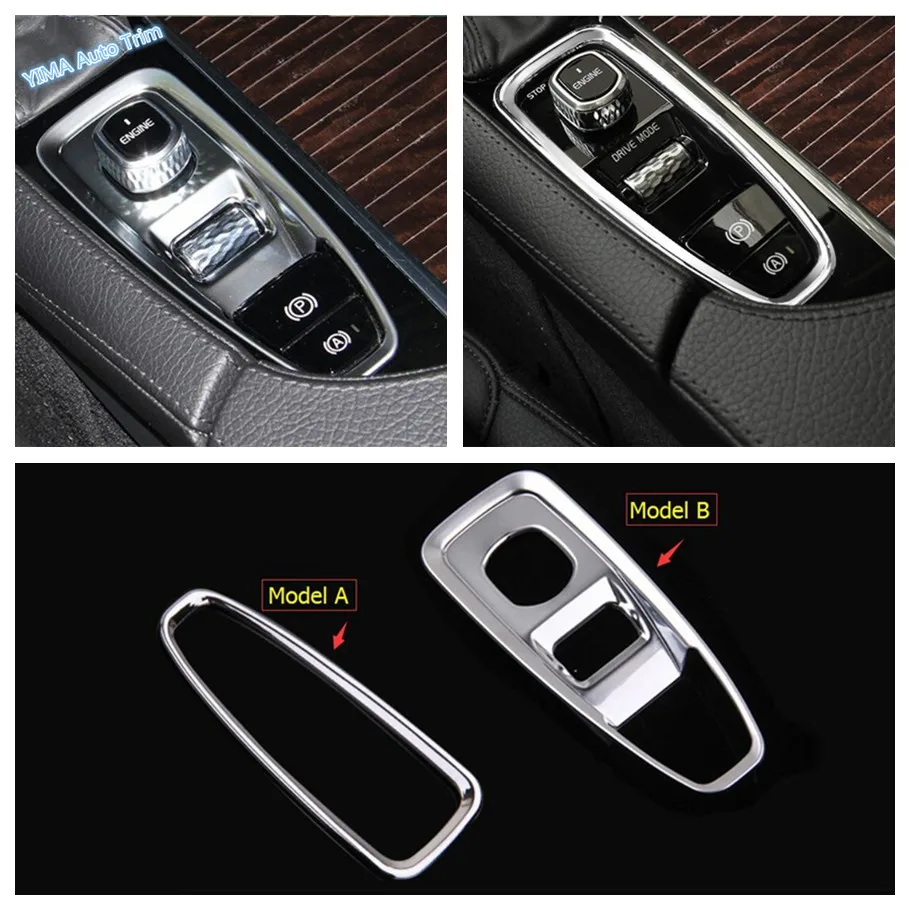 Lapetus Car Styling Center Control Gear Shift Parking Brake Button Cover Kit Fit For Volvo V90 Cross Country S90 2017 - 2019 ABS |