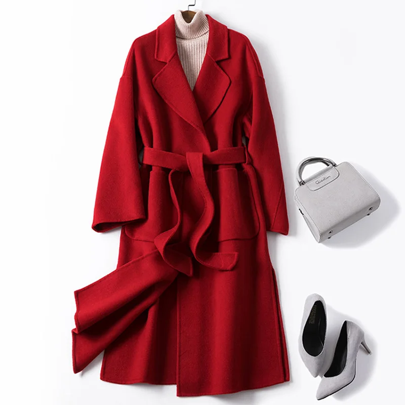 

Woman Double-breasted Woolen Coats Winter Women 2019 Solid Srping Fall Single Button Wool Cashmere Women Long Coat Korean