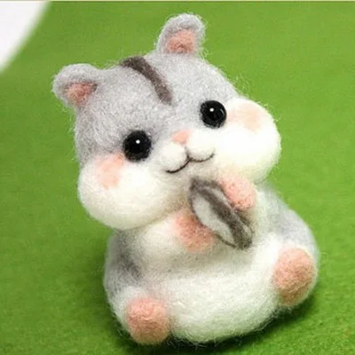 Non-Finished Wool Felt Needle Poked Kitting DIY Cute Animal Dog Panda Rabbit Wool Felting Package Handmade Pets Toy Doll Decor Hamster