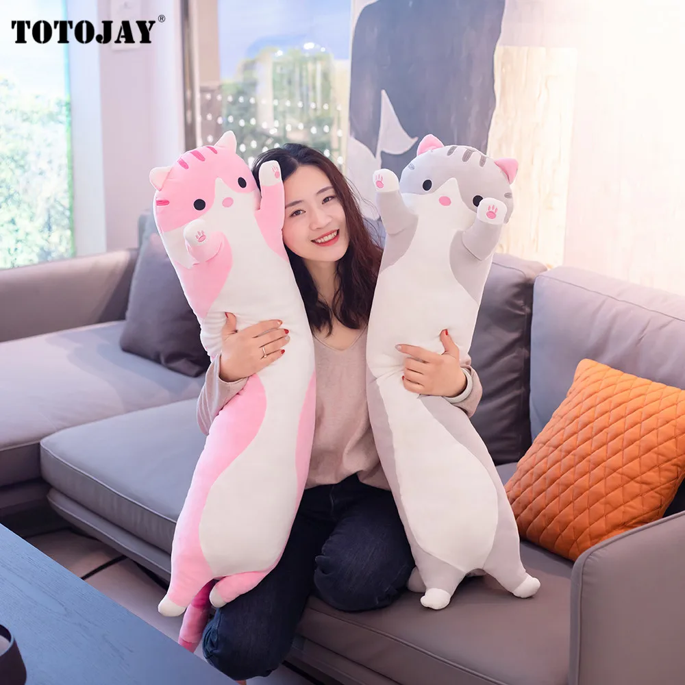 50-110cm Soft Long Cat Pillow Plush Toy Cute Cushion Stuffed Animal Doll Sleep Sofa Bedroom Decor Kawaii Lovely Gifts for Kids | Игрушки и