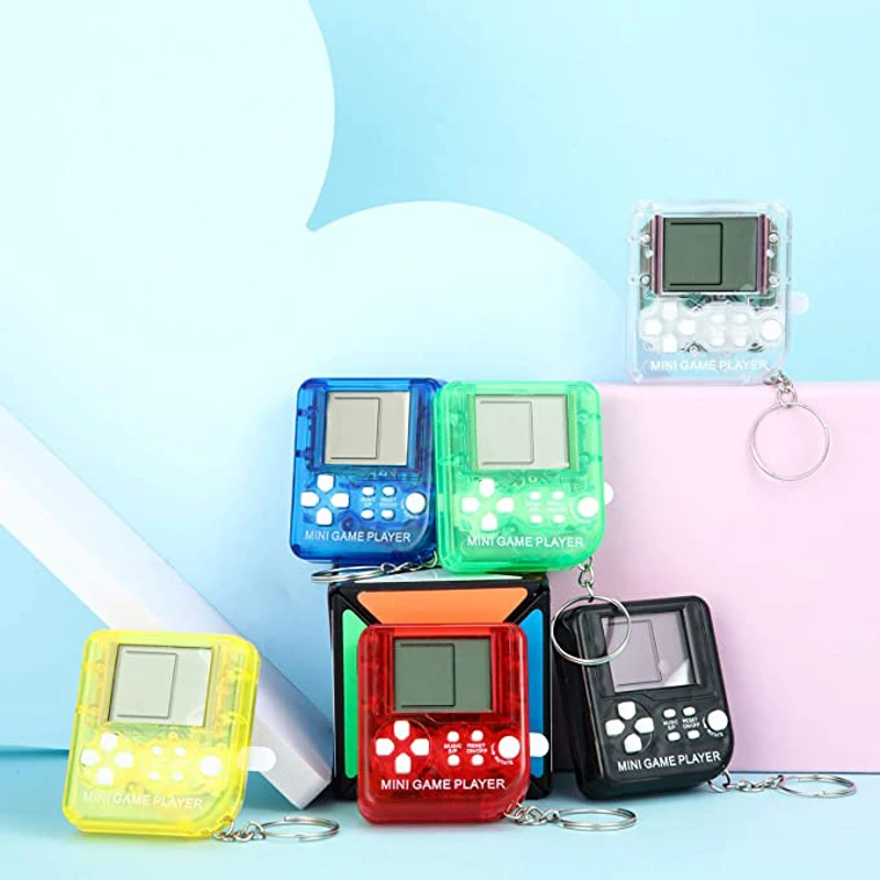 Mini Portable Game Console Keychain Children Handheld Game Console Toy Puzzle Nostalgic Cartoon Creative New Year Christmas Gift