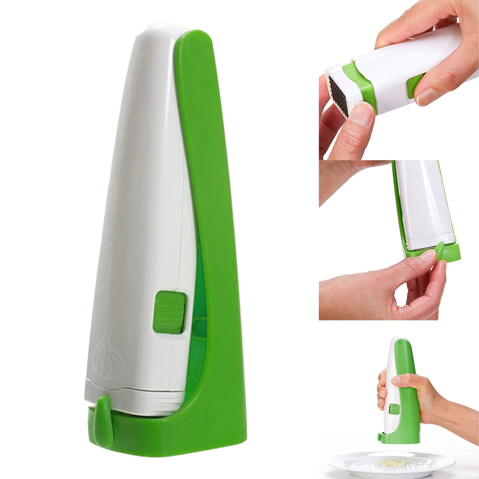 Garlic Cutter, Kitchen Garlic Slicer, Stainless Steel Safety Blade , Ergonomic Handle Easy Grip