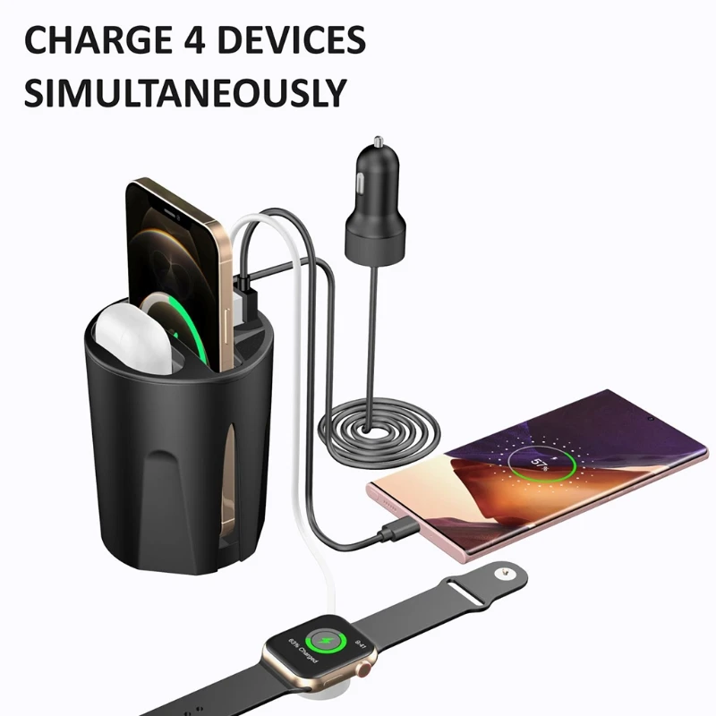 

Car Wireless Charger Cup Holder QI Wireless Car Phone Headset Charger Fast Wireless Charging Pad Stand 10W/7.5W/5W