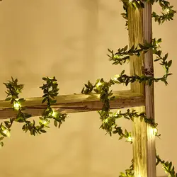 Искусственный Зеленый лист венок из виноградных листьев струнные огни на батарейках светодиодный Сказочный свет для Рождества, свадьбы