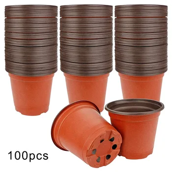 

Newest 100pcs Bicolor Flower Pot Simple Plastic Nursery Pots for Succulent Plants Seed Starting Pot