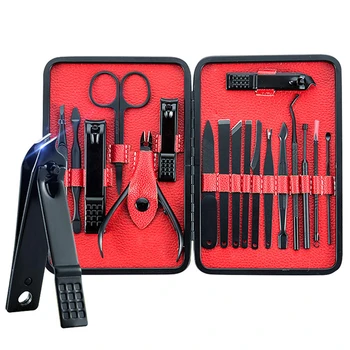 

18 In 1 Stainless Steel Professional Pedicure Kit Nail Scissors Grooming Kit - Black Portable Travel Manicure Set HTML1