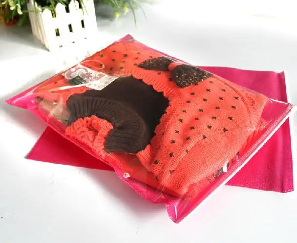 

50pcs Rose Pink Non-woven Zip Zipper Lock Top Waterproof Self Seal Garment Package Bag 30*40cm