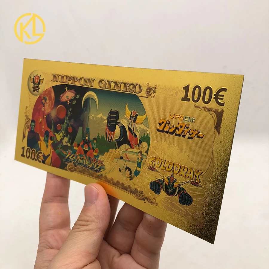 1set Japanese Anime UFO Robot Grendizer Goldorak Gold Foil Banknote Plastic Cards for Collection and Gifts