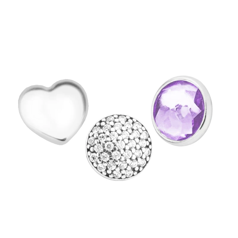 February 12 месяцев Petites Garnet& Clear CZ Подходит 925 серебро медальон ожерелья для женщин модные ювелирные изделия бусины для изготовления ювелирных изделий - Цвет: February