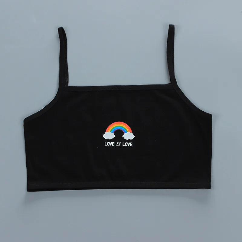 Girls Brassiere Underwear Cotton Kids Bra Rainbow Design Adolescente Girls Training Bras Breathable Teenage Girl Tops Crop 7-16Y, training bra, cotton bra, crop top