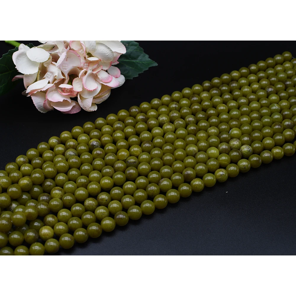 12mm AAAAA Natural Smooth Olive Jade Round Stone Beads For DIY necklace bracelet jewelry make 15 
