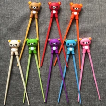 1 par de palillos de entrenamiento multicolor para niños, palillos chinos de aprendizaje, oso, Panda, gato, regalos para estudiantes