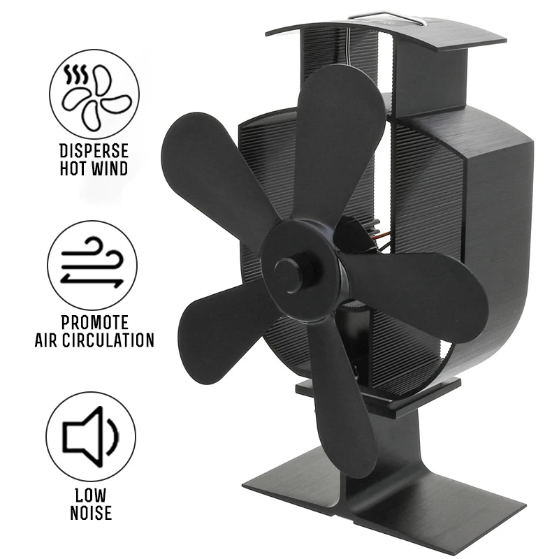 Вентилятор для печки с тепловым питанием, дровяная горелка, аксессуар, теплоэффективный черный