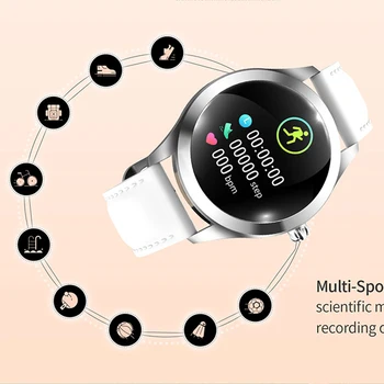 

2020 Fashion Smart Watch Women KW10 IP68 waterproof Multi-sports modes Pedometer Heart Rate smartwatch Fitness Bracelet for Lady