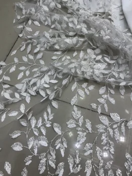 

tulle lace with glued glitter fashion yaking-9.8915 african glitter lace fabric for party dress 5yard/lot embroidered