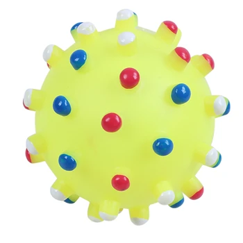 

Pet Dog Yellow Ball Rubber Squeak Squeaker Chew Toss Toy