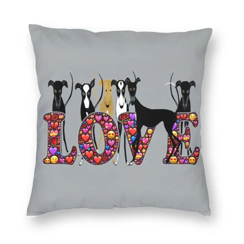 

Love Hounds Cushion Cover 45x45cm Home Decor Printing Greyhound Whippet Sighthound Dog Throw Pillow for Living Room Double-sided