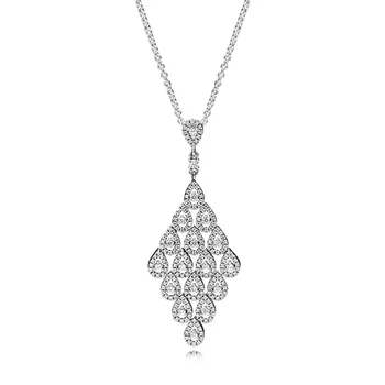 

LISM 100% 925 Sterling Silver 1: 1 Glamour Cascade Waterfall Necklace Girl Fashion Gift Luxury Jewelry Free Shipping