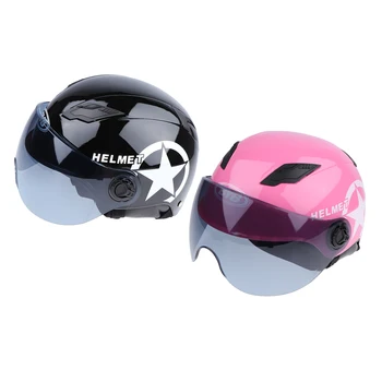 

2pcs Motorcycle Open Face Helmet with Tawny Sun Visor Sunshield Lightweight Pink Gloss Black