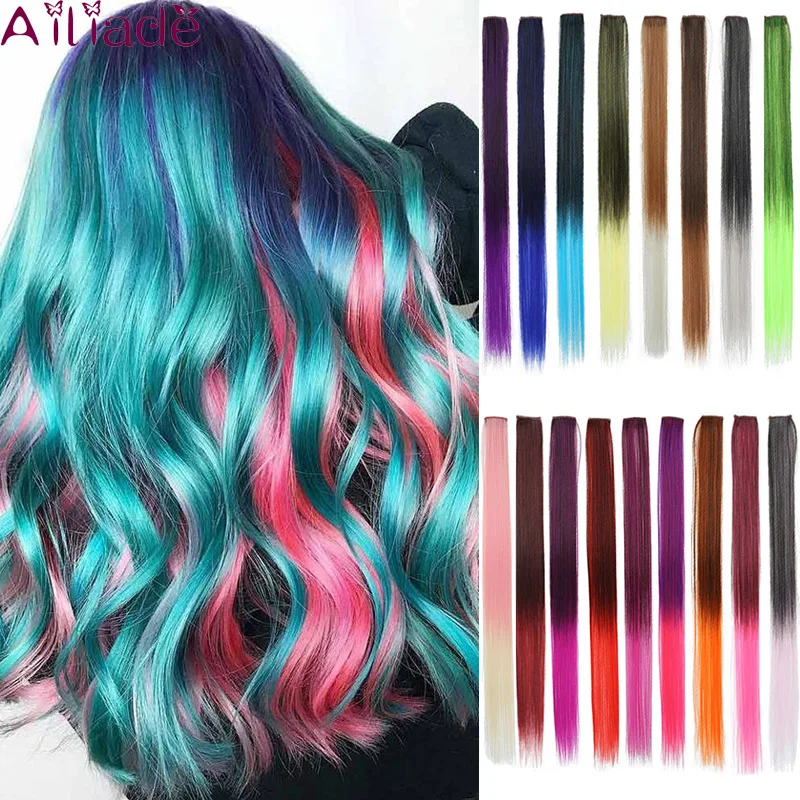 Ailiade Clip In One Piece For Ombre Hair Extensions Pure Color Long Straight Synthetic Hair Fake Hair Pieces Clip In 2 Tone Buy At The Price Of 0 23 In Aliexpress Com Imall Com