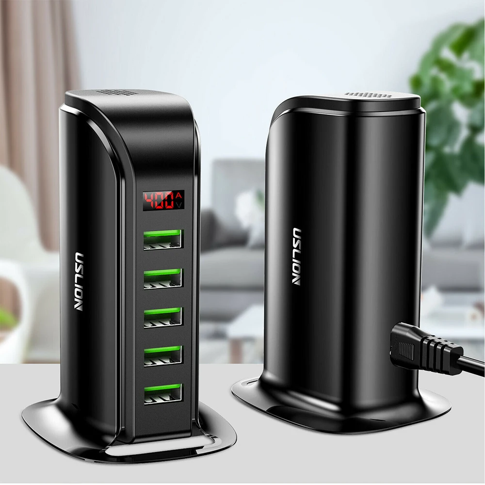 5 портов USB зарядное устройство концентратор Быстрая зарядка 3,0 светодиодный дисплей мульти usb зарядная станция мобильный телефон Настольный настенный домашний телефон адаптер