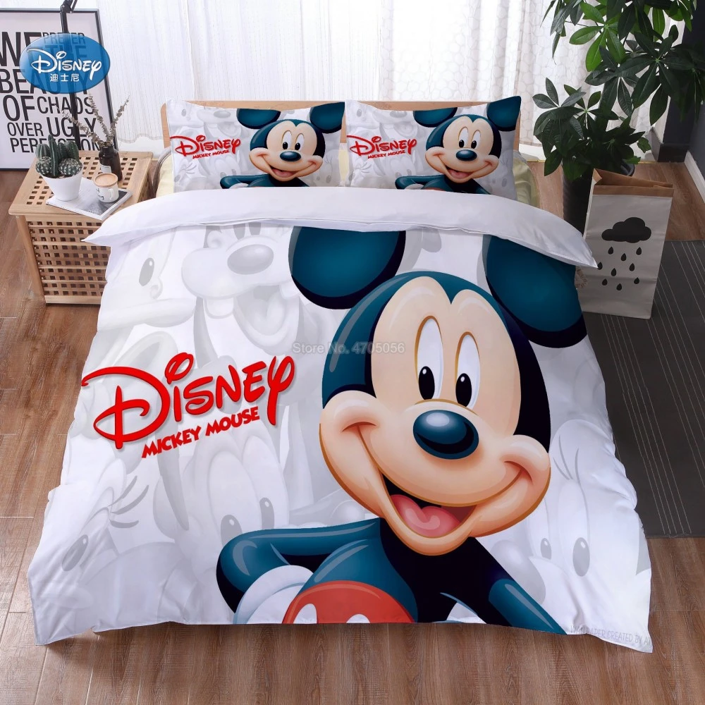 Mickey Minnie Mouse de dibujos animados ropa de cama conjunto encantador Par único doble completo rey funda nórdica funda de almohada regalo para chicos chicas|Juegos de ropa de cama| -