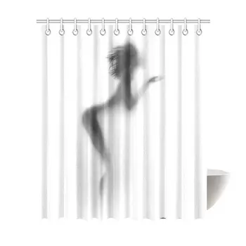 

Funny Home Decor, Funny Sexy Woman Nude Naked Silhouette Kiss Waterproof Polyester Fabric Shower Curtain Bathroom Sets with