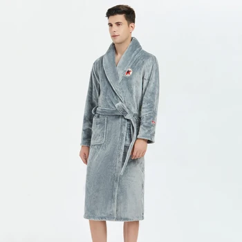 

Casual Men Bathrobe Gown Winter Flannel Warm Sleepwear Nightwear Robe Kimono Gown Soft Intimate Lingerie Homewer Nightgown