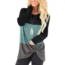 

Twist Knot Women T-shirt Long Sleeve Casual Multi-color Streetwear Tunic Top Pullover Loose Blouse O Daily Neck Leisure Wea J8k3