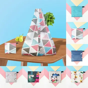 

Folding Bags Geometric Reusable Shopping Bag Shopping Pouch Cartoon Grocery Bag Multi-Function Foldable Convenient Eco Bags
