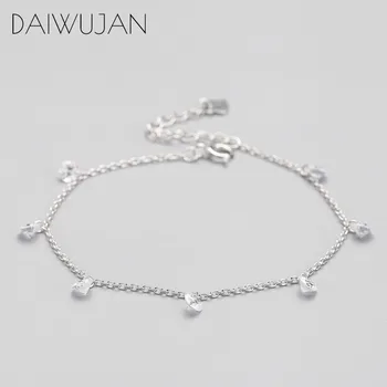 

DAIWUJAN New Trendy Minimalist 925 Sterling Silver AAA Zircon Pendant Chain Bracelet For Women Wedding Party Charm Jewelry Gift