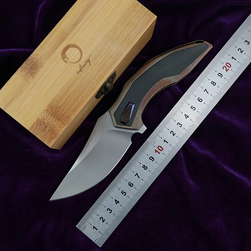 

NKAIED Twilight Folding Knife Ball Bearing S90V Blade One Titanium Handle Camping Hunting Outdoor Survival Knife EDC Tool