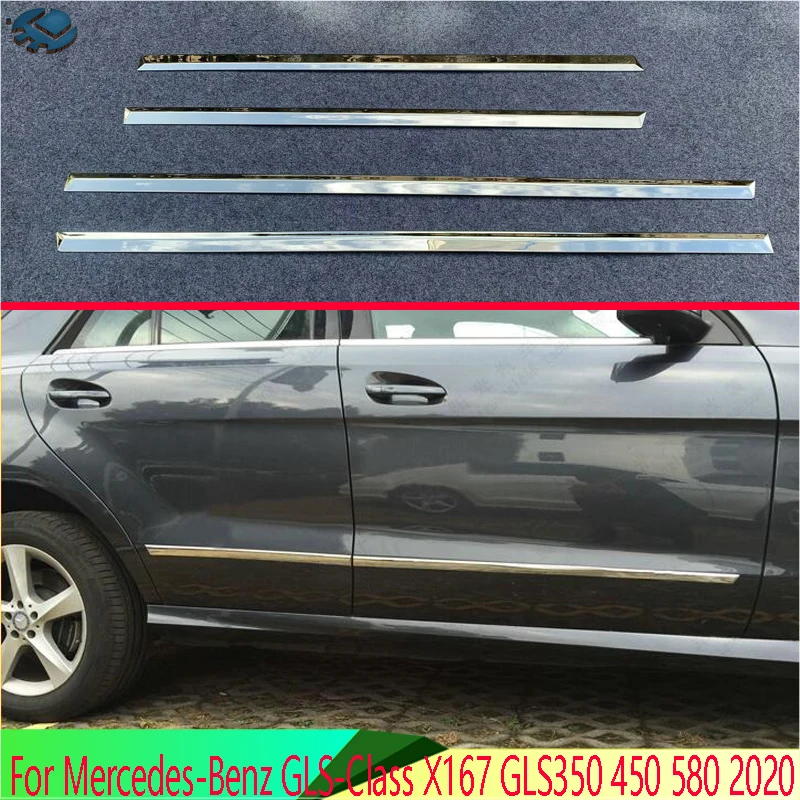 

For Mercedes-Benz GLS-Class X167 GLS350 450 580 2020 Car Accessories ABS Chrome Side Door Body Molding Moulding Trim