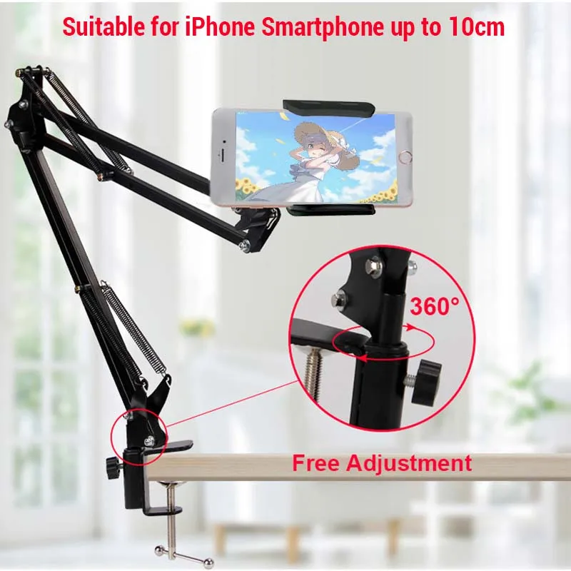  Universal Cell Phone Holder Flexible Long Arm Mobile Phone Support Clamp Stand Bed Desktop Mount Br