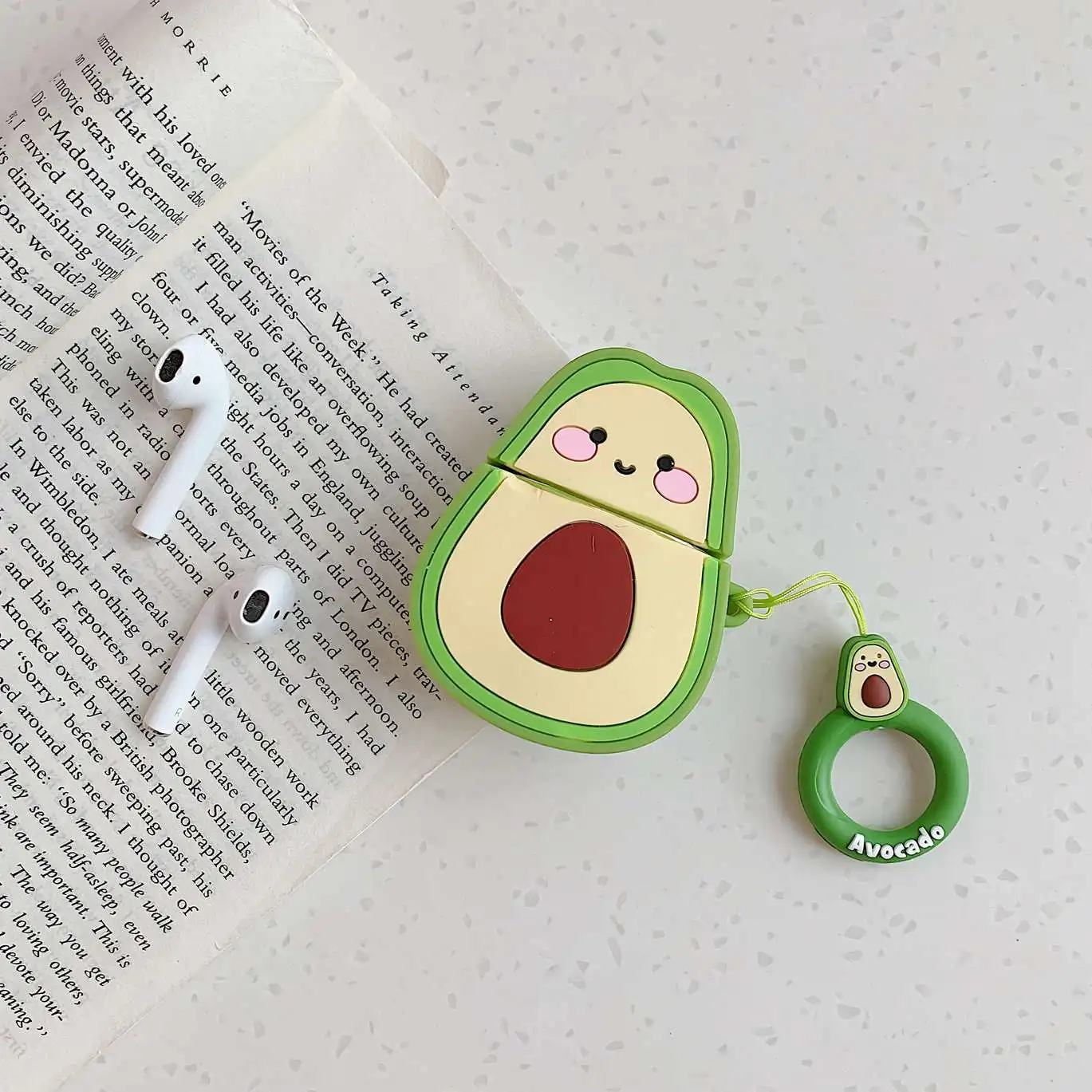 Чехол для AirPods с милым рисунком персика авокадо с ремешком, силиконовый чехол, беспроводной чехол для наушников Airpods 2, чехол для наушников fundas - Цвет: Z2