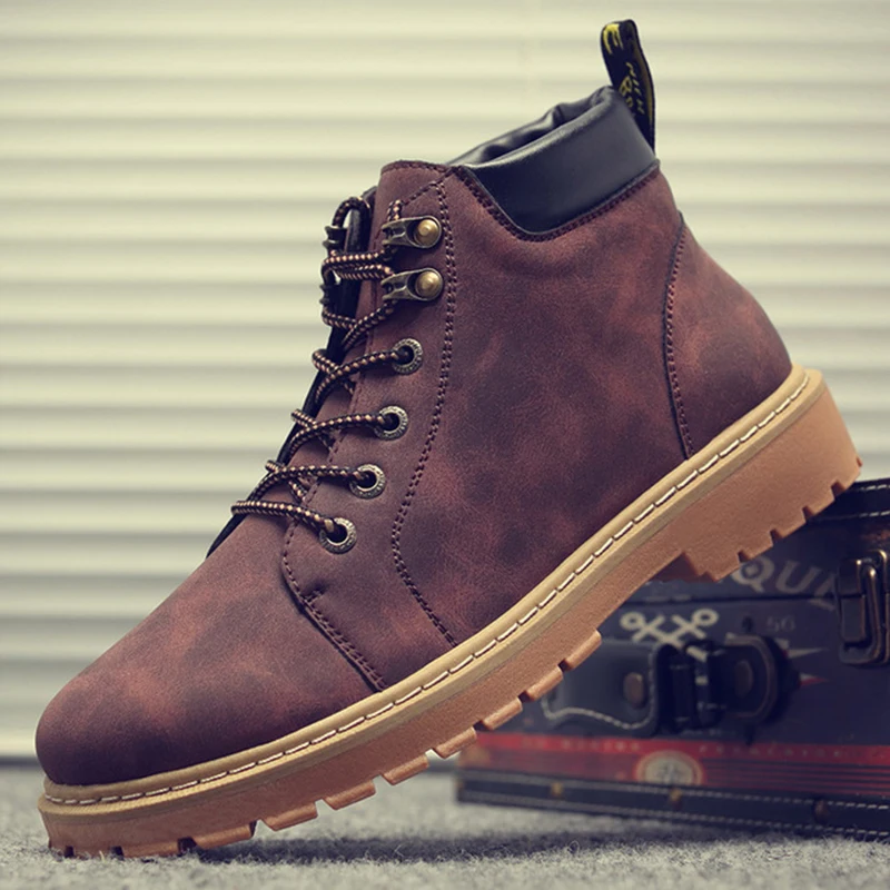 HEFLASHOR/ г. Кожаные мужские ботинки демисезонная и зимняя мужская обувь ботильоны мужская зимняя обувь рабочая обувь, большие размеры 38-44