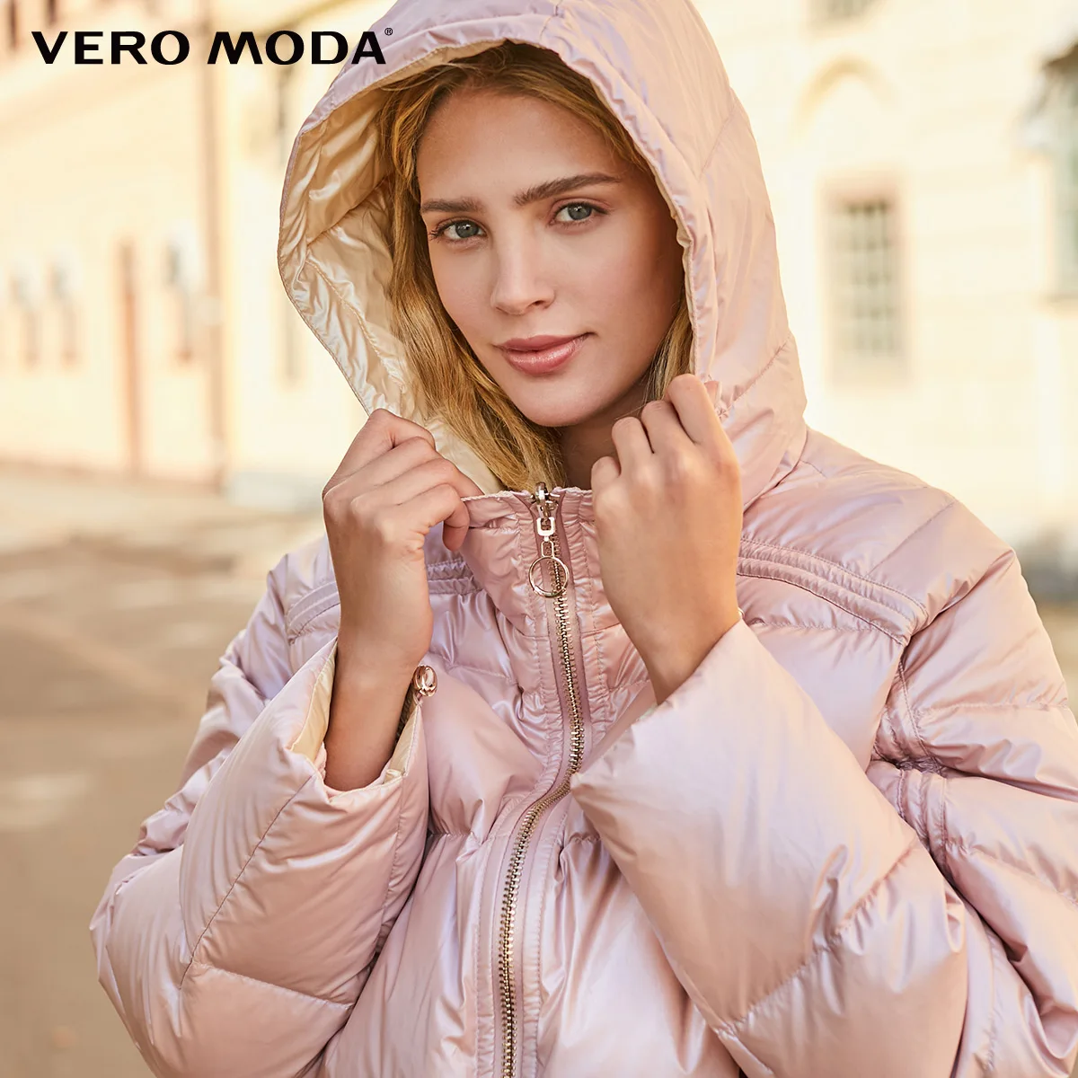 Vero Moda женский глянцевый тканевый Двусторонний пуховик с капюшоном | 319423524