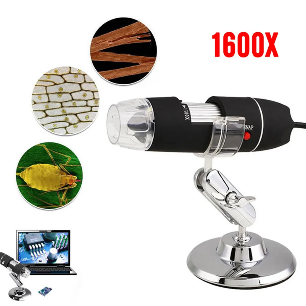 Best Digital Microscope Endoscope Mobile Phones Inspection Black 1600X Real Time Video Computers Photos Ear Cleaning Tool Waterproof