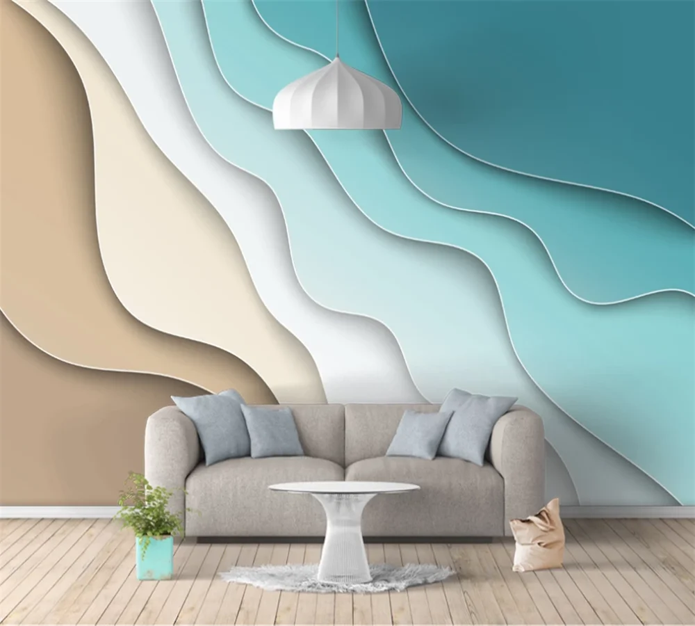 

Customized large wallpaper mural 3d photo wall abstract lines simple sofa background beautiful fresh wall covering