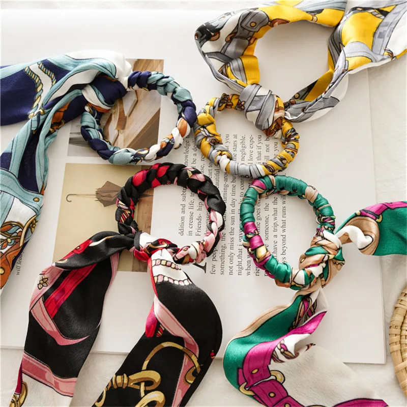 Винтаж тесемок, Для женщин Scrunchies шарф для волос вязаные вручную эластичные резинки для волос аксессуары для Для женщин и девочек