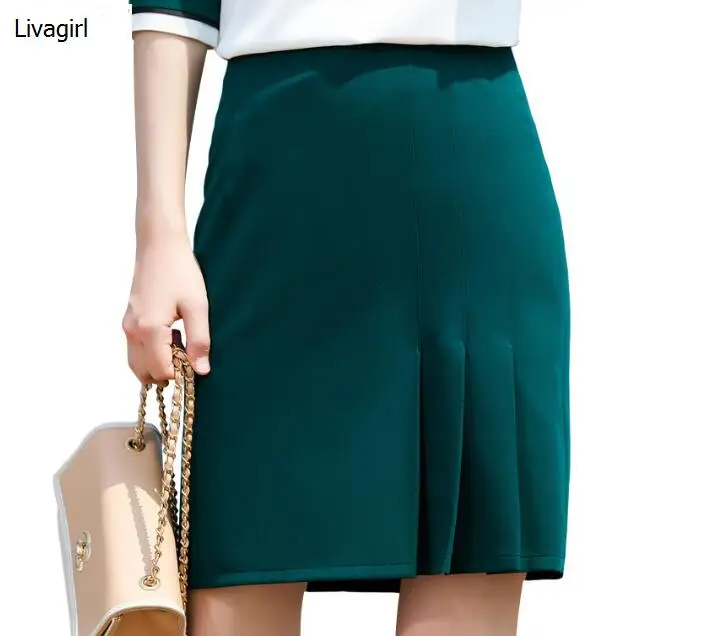 2019 NOVEDAD DE VERANO falda de las mujeres profesional de moda formal verde slim falda Oficina damas trabajo falda blanco y negro