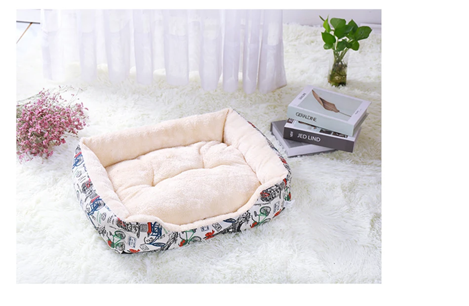 Small And Medium Dog Kennels Dog Beds For Medium Dogs Winter Warm Square Dog Mat Pet Dog Cat Puppy Cotton Nest