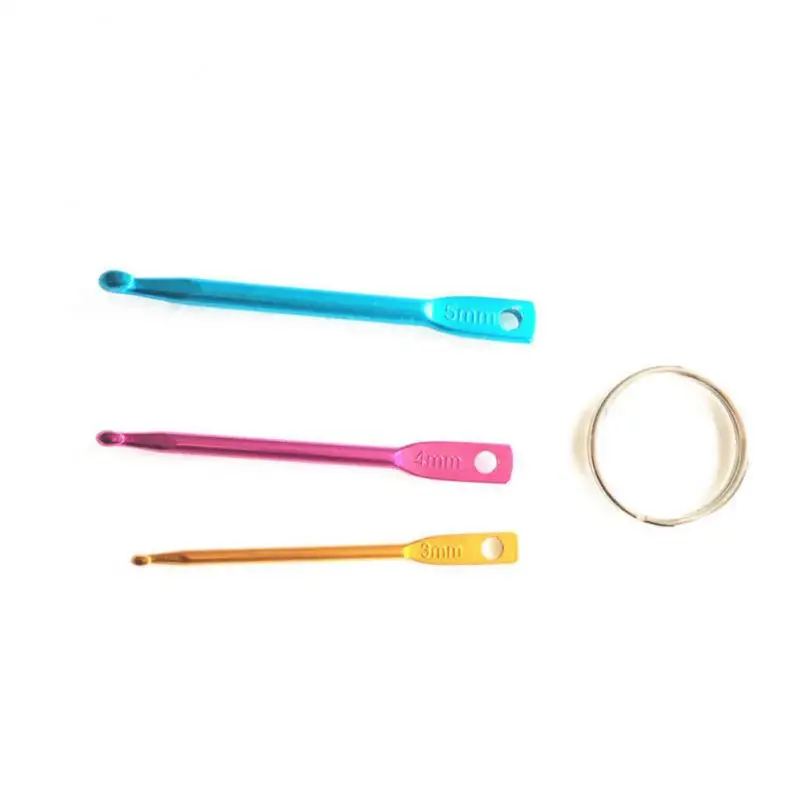 3 in 1 Keychain Hooks DIY Multicolour Crafts Knitting Needles Mini Aluminum Crochet Hook Needles Set Home Supplies