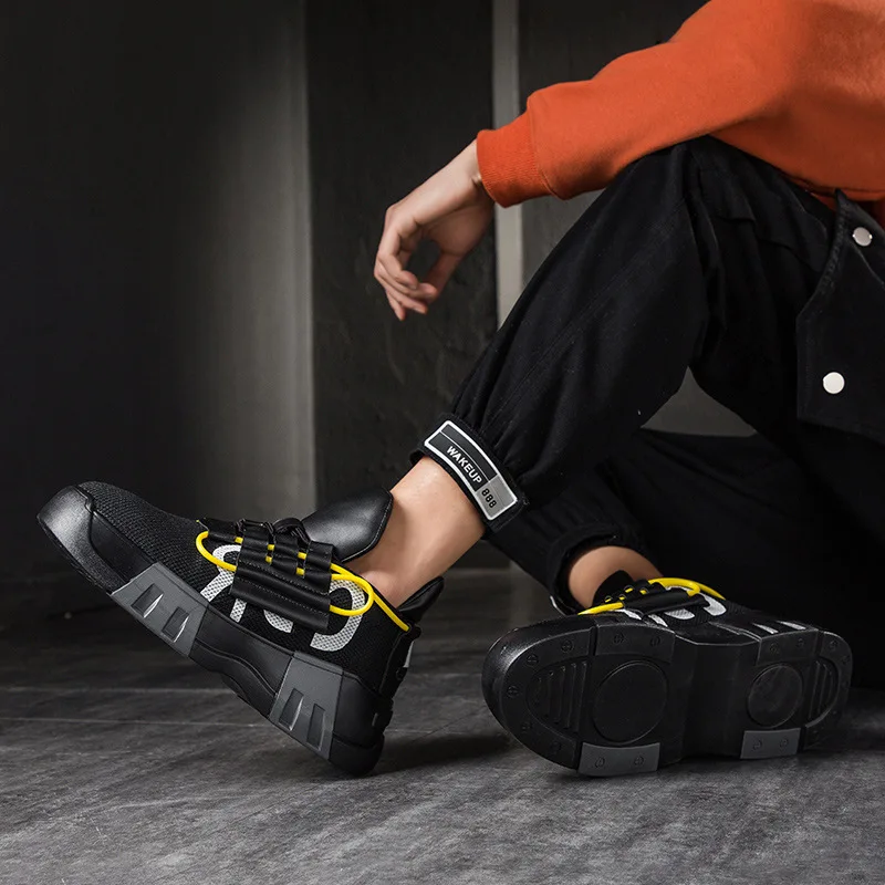 

2019 Spring And Summer Tide Street Dad Shoes Men's Thick Bottomed Extra High Board Shoes Breathable Fly Woven Cool Trendy Shoes
