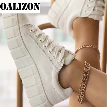 New Fashion Women Lace Up Casual Thick Bottom Flat Shallow Sneakes Sports Shoes Woman Lady Female Flats Running Trainers Shoes 4