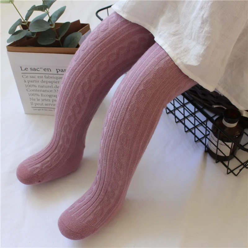 2022 Spring Knitted Baby Pantyhose For Girls Twist Children Bottom Toddler Kid Girl Ribbed Stockings